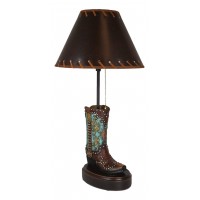 Tools Turquoise Cowboy Boots Resin Tabletop Lamp