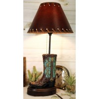 Tools Turquoise Cowboy Boots Resin Tabletop Lamp