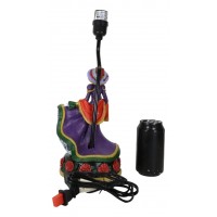 Sugar Skeleton Dancer Standing on Red Rose Base Sculpture Table Lamp