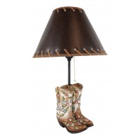 Western Tan Cowboy Boot Resin Table Lamp
