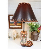 Western Tan Cowboy Boot Resin Table Lamp
