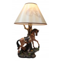 Western Cowboy Chestnut Brown Stallion Resin Table Lamp