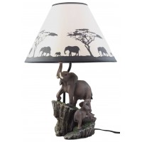 Safari Elephant Family Migration Table Lamp